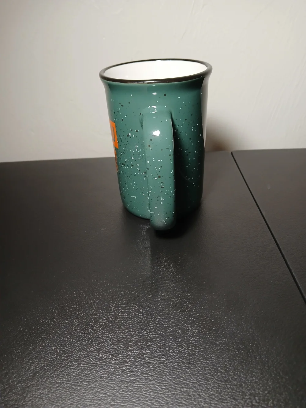 FAMU Green Speckled Ceramic Mug with Orange Logo